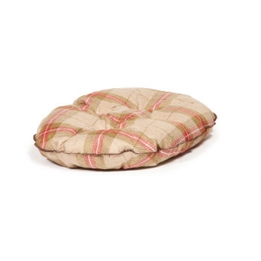 Medium+ Beige & Red Tartan Cushion Dog Bed - Danish Design Newton Moss 27" - 68cm